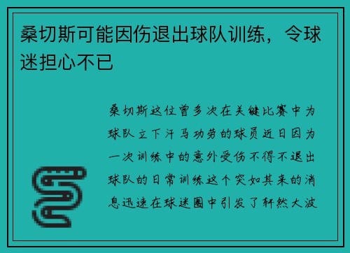 桑切斯可能因伤退出球队训练，令球迷担心不已